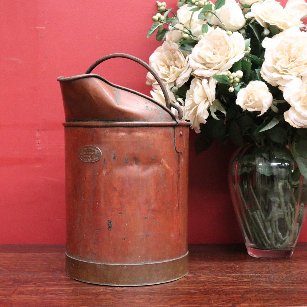 Antique Copper Watering Can or Bucket. Belgium. 9 Litre Internal Markers. France B11486