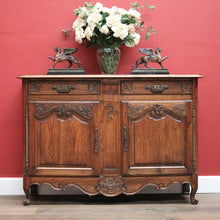 Load image into Gallery viewer, x SOLD Antique French Oak Two Drawer Two Door Narrow Hall Cabinet or Sideboard B11814
