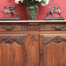 Load image into Gallery viewer, x SOLD Antique French Oak Two Drawer Two Door Narrow Hall Cabinet or Sideboard B11814
