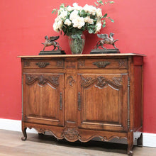 Load image into Gallery viewer, x SOLD Antique French Oak Two Drawer Two Door Narrow Hall Cabinet or Sideboard B11814
