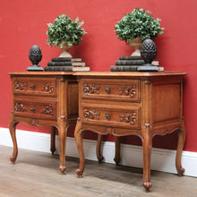 Load image into Gallery viewer, x SOLD Pair of Antique French Oak Lamp Table, Two-drawer Bedside Cabinets or Hall Tables. B11554
