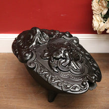 Load image into Gallery viewer, Antique French Cast Iron Coal Scuttle, Fire Kindling Box, Black Enamel. B11651
