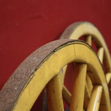 Load image into Gallery viewer, A Pair of Antique French Wagon or Cart Wheels, Steel and Timber and a Weathered Charm. B11899
