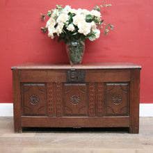 Load image into Gallery viewer, Antique Oak French Coffer or Blanket Box, End-of-Bed Trunk or Chest or Storage Box. B11316
