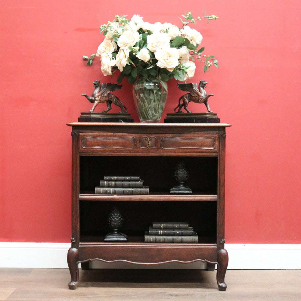 x SOLD Antique French Bookcase or Open Fronted Single Drawer Hall Cabinet Bookcase. B11871