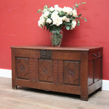 Load image into Gallery viewer, Antique Oak French Coffer or Blanket Box, End-of-Bed Trunk or Chest or Storage Box. B11316
