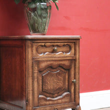 Load image into Gallery viewer, x SOLD Vintage French Oak Bedside Cabinet or Lamp or side Table, Drawer and Cupboard Storage. B11578
