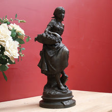Load image into Gallery viewer, x SOLD Antique French Spelter of a Maiden holding a Basket, Louis Emile Cana 1845-1895.  B11633
