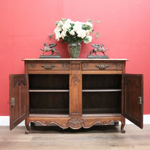 Load image into Gallery viewer, x SOLD Antique French Oak Two Drawer Two Door Narrow Hall Cabinet or Sideboard B11814
