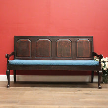 Load image into Gallery viewer, Antique Georgian Hall Settle, English Oak Verandah Chair, Hall Chair, Cushion. B11912
