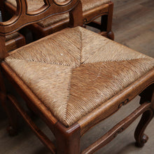 Load image into Gallery viewer, x SOLD A Set of Six Oak and Rush Seat Antique French Chairs, Kitchen or Dining Room. B11549
