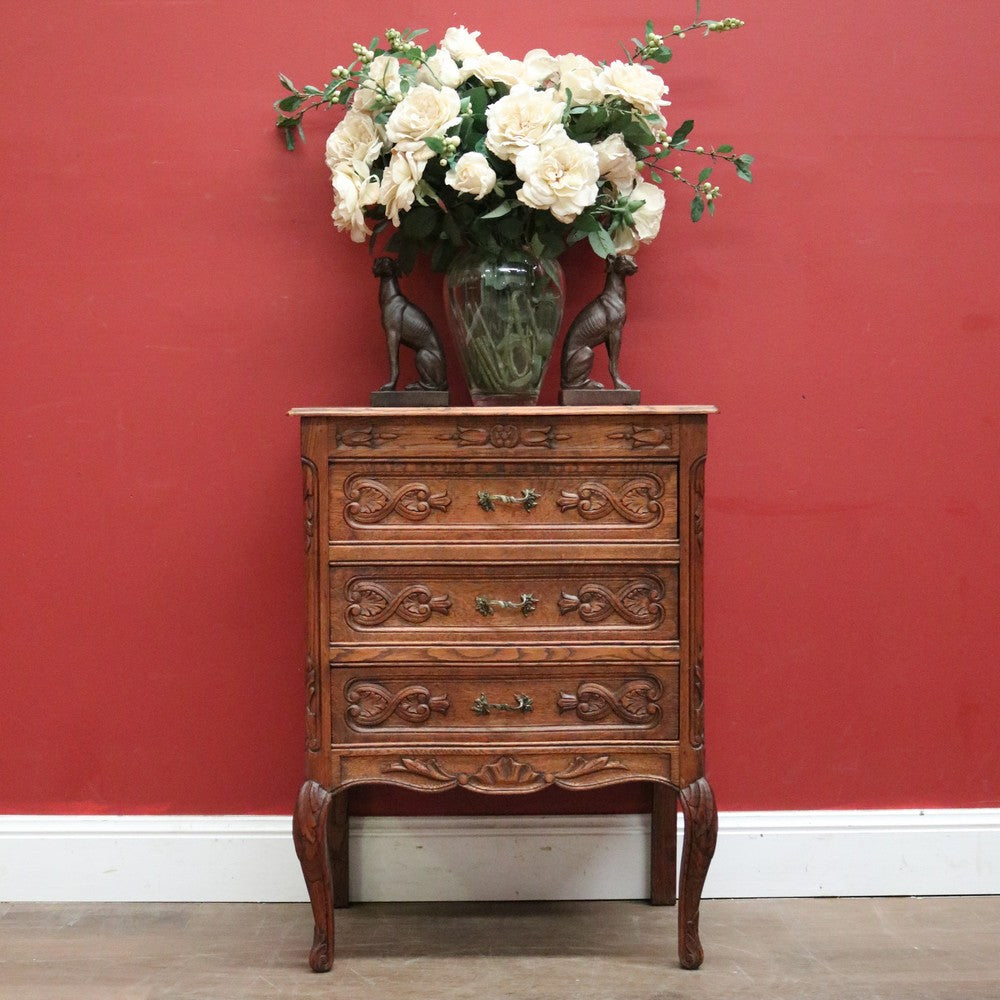 x SOLD Antique Hall Cabinet or Foyer Cabinet, or 3 Drawer Chest of Drawers. French Oak. B11575