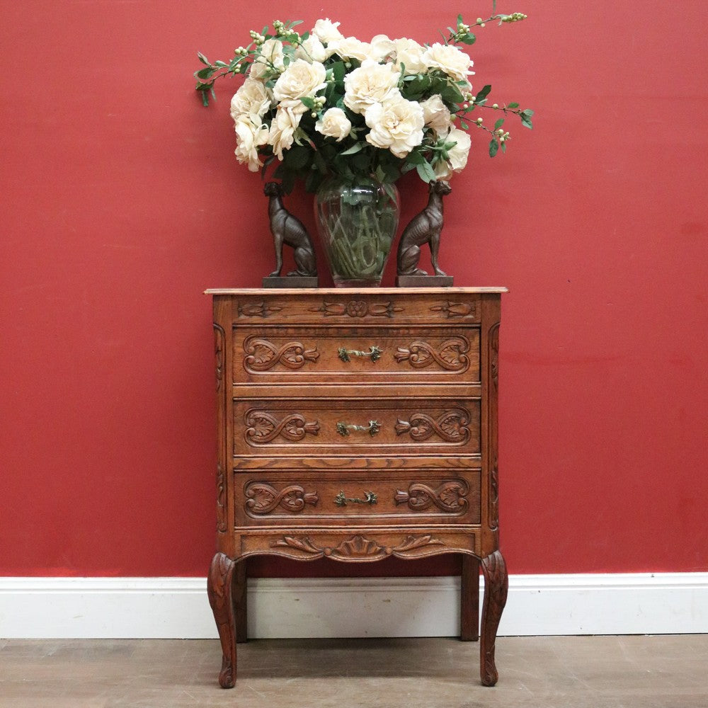 x SOLD Antique Hall Cabinet or Foyer Cabinet, or 3 Drawer Chest of Drawers. French Oak. B11575