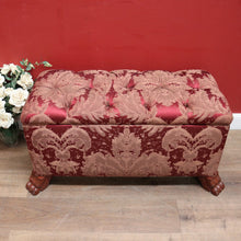 Load image into Gallery viewer, EOFY 30% - Vintage French Mahogany and Fabric Button Seat Blanket Box of End-of-bed Seat. B11908
