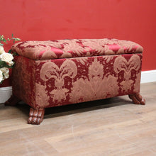 Load image into Gallery viewer, EOFY 30% - Vintage French Mahogany and Fabric Button Seat Blanket Box of End-of-bed Seat. B11908
