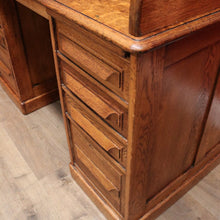 Load image into Gallery viewer, x SOLD Antique Cutler Desk, Twin Pedestal Cutler, NY, Buffalo Roll Top Office Desk with Key. B11931
