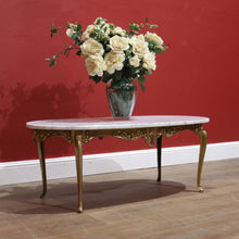 Load image into Gallery viewer, x SOLD Italian Brass and Marble Oval Shaped Coffee Table or Lamp Side Table B11372
