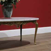 Load image into Gallery viewer, x SOLD Italian Brass and Marble Oval Shaped Coffee Table or Lamp Side Table B11372
