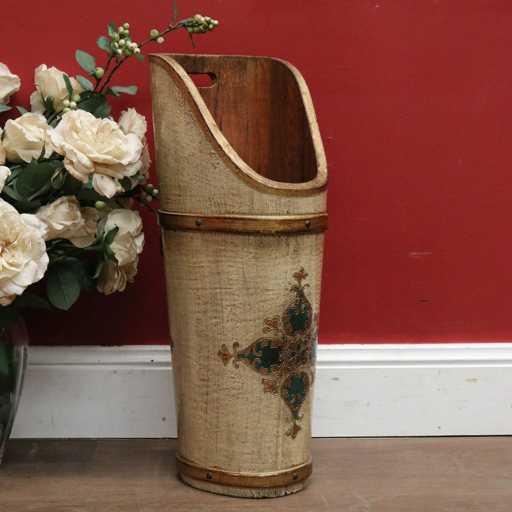x SOLD Antique Italian Florentine Umbrella Holder or Stand, Hand-painted Florentine Pattern. B11901