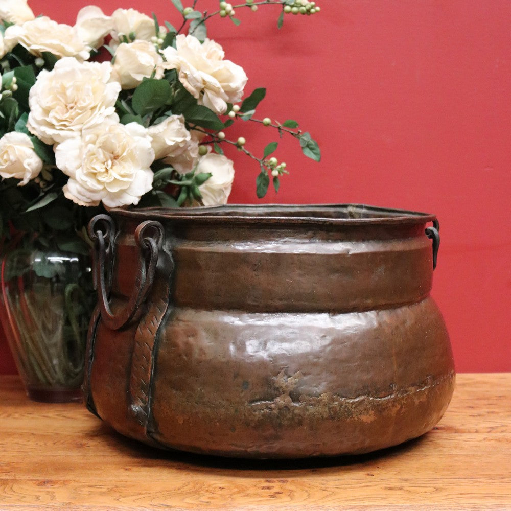 x SOLD Antique French Cauldron, Brass Fire Bucket or Storage Vessel, or Planter, Jardinière. B11841