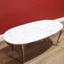 Load image into Gallery viewer, x SOLD Italian Brass and Marble Oval Shaped Coffee Table or Lamp Side Table B11372
