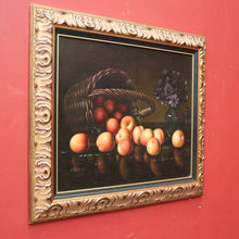 Load image into Gallery viewer, x SOLD Oil on Canvas, Hand-painted Still-life, Peaches, Gilt Frame. Signed to the Bottom Left. B11411
