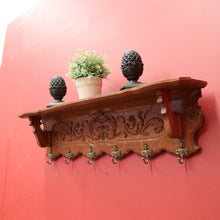 Load image into Gallery viewer, x SOLD Vintage French Oak and Brass Coat Rack, Scarf, Hat and Umbrella Holder. B11885
