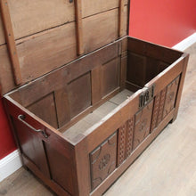 Load image into Gallery viewer, Antique Oak French Coffer or Blanket Box, End-of-Bed Trunk or Chest or Storage Box. B11316
