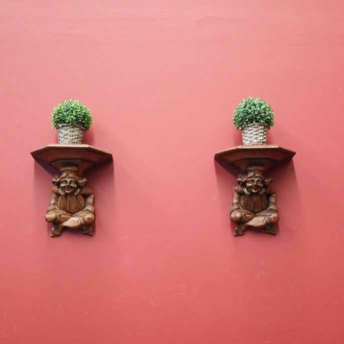 Antique Wall Sconces, Statue Holders, French 'Sitting Jesters' Wall Brackets or Sconces. B11299