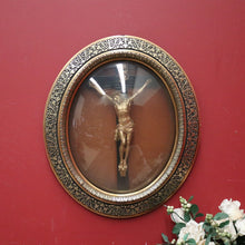 Load image into Gallery viewer, A 19th Century French Oval Gilt Framed Crucifix Corpus with Original Convex Glass. B11351
