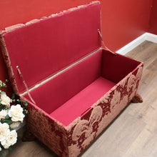 Load image into Gallery viewer, EOFY 30% - Vintage French Mahogany and Fabric Button Seat Blanket Box of End-of-bed Seat. B11908
