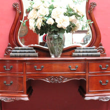 Load image into Gallery viewer, Vintage Australian Cedar Dressing Table with Ornate Bevelled Edge Mirror. B13136

