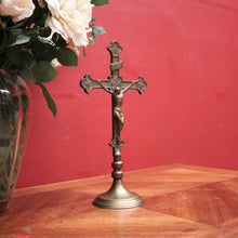Load image into Gallery viewer, x SOLD Antique Crucifix, French Brass Free-standing Corpus on the Cross, Home Devotion. B11594
