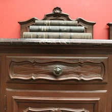 Load image into Gallery viewer, x SOLD Pair of Antique Oak and Black Marble French Bedside Cabinets or Side, Lamp Tables. B11965
