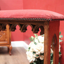 Load image into Gallery viewer, Antique French Prayer Chair, Prie Dieu, with Church-themed sides and Rose Velvet Fabric. B11827
