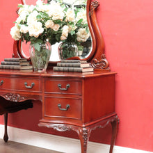 Load image into Gallery viewer, Vintage Australian Cedar Dressing Table with Ornate Bevelled Edge Mirror. B13136
