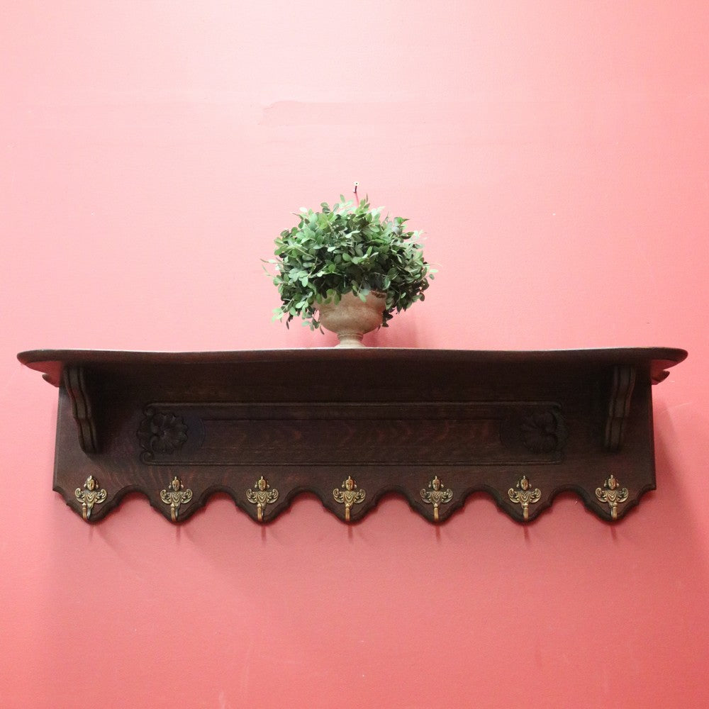 x SOLD Vintage French Coat Rack, Seven Brass Hook Scarf or Hat Rack.  B11453