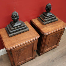 Load image into Gallery viewer, x SOLD Pair of 1930-1940 French Oak Lamp Tables or Bedside Tables Cabinets or Cupboards B11559
