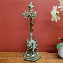 Load image into Gallery viewer, Antique Brass Crucifix, Cross, Jesus on the Cross, Home Worship or Devotion. B11590
