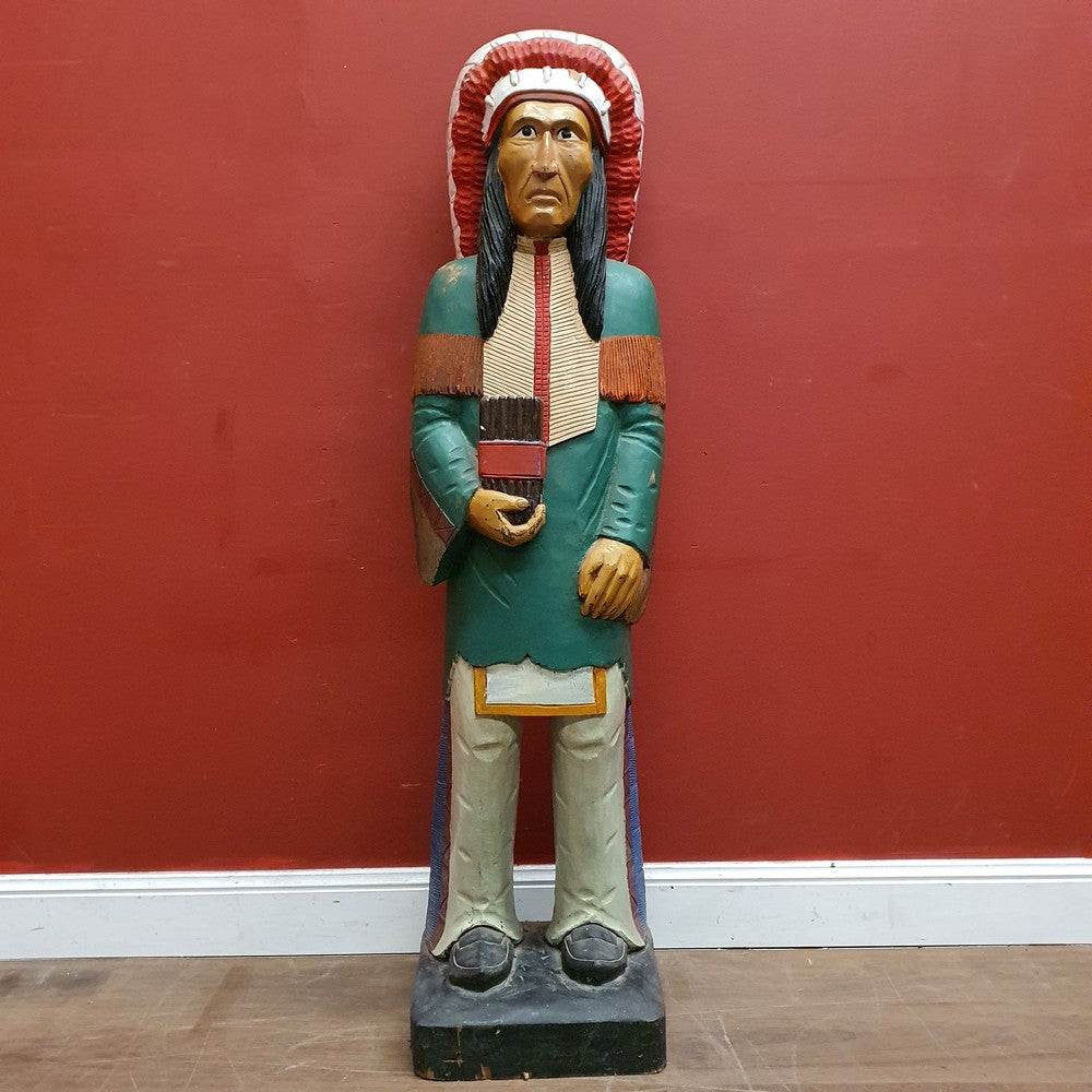 x SOLD American Cigar Store Indian Chief hand-carved hand-painted solid wood advertising statue.