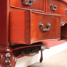 Load image into Gallery viewer, Vintage Australian Cedar Dressing Table with Ornate Bevelled Edge Mirror. B13136
