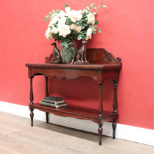 Load image into Gallery viewer, x SOLD Colonial Australian Cedar Console Table, Tier to the base, with a Thomas Hope scroll backboard. B11977
