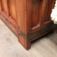 Load image into Gallery viewer, x SOLD Antique French Oak Trunk, Coffee Table, Toy Chest, Hand-forged banding, Lock and Key. B11430
