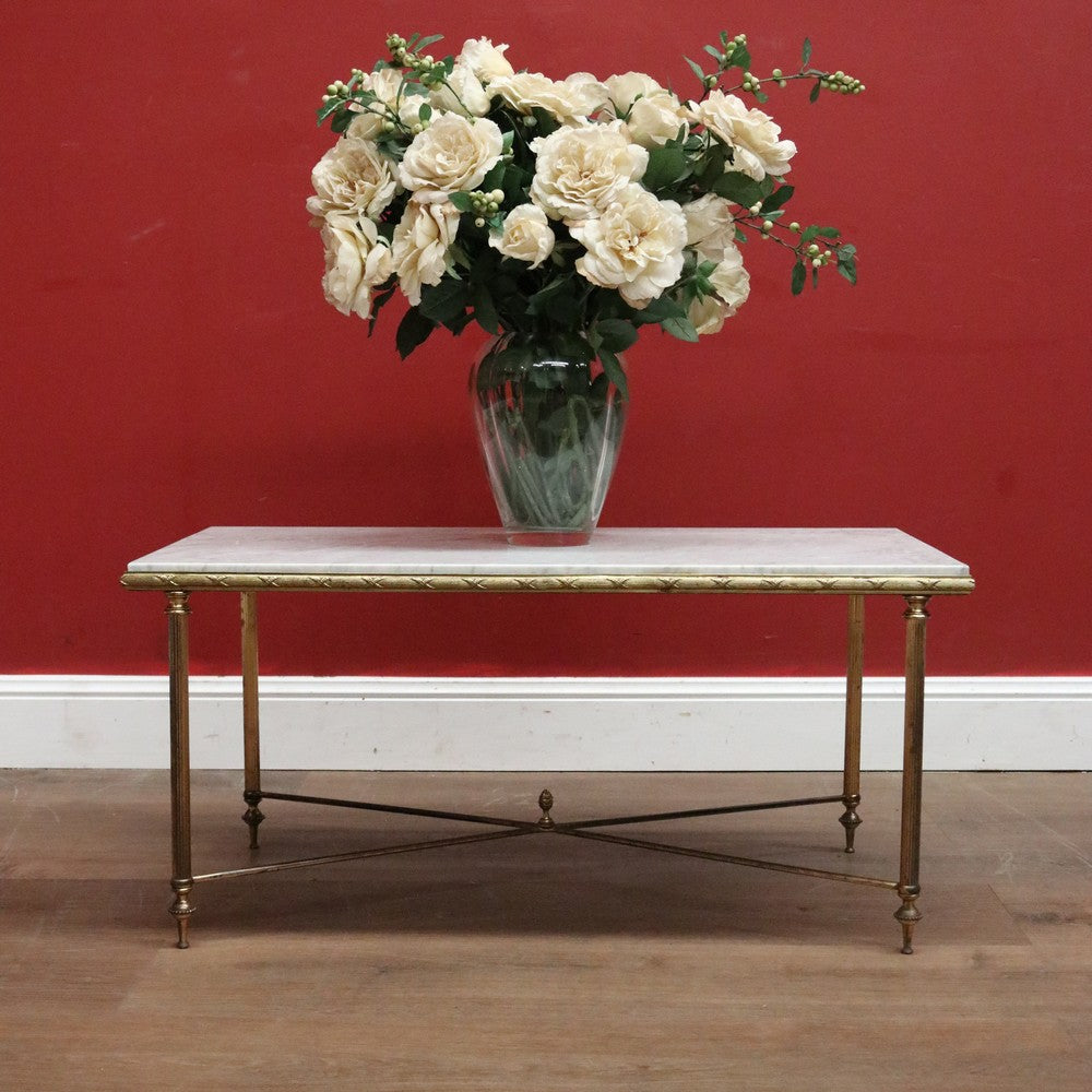 x SOLD Vintage Brass and Marble Coffee Table, Italian, Italy Marble top Side, Lamp, coffee Table. B11583