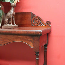 Load image into Gallery viewer, x SOLD Colonial Australian Cedar Console Table, Tier to the base, with a Thomas Hope scroll backboard. B11977
