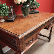 Load image into Gallery viewer, x SOLD Antique French Desk, Five Drawer Office Desk with 2 Keys French Oak, Stretcher Base. B11382
