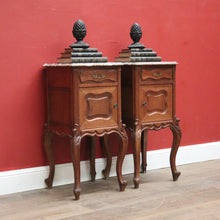 Load image into Gallery viewer, x SOLD Antique Bedside Cabinets or Lamp Tables, French Antique circa 1890, Marble Tops. B11676
