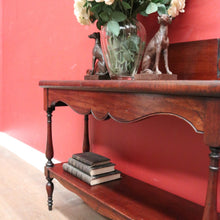 Load image into Gallery viewer, x SOLD Colonial Australian Cedar Console Table, Tier to the base, with a Thomas Hope scroll backboard. B11977
