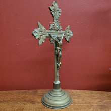 Load image into Gallery viewer, x SOLD Antique Brass Crucifix, Cross, Jesus on the Cross, Home Worship or Devotion. B11600
