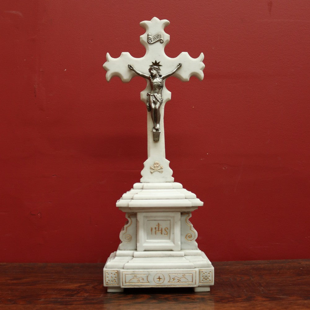 Antique French Marble Crucifix with Gilt Detail on the Cross, Jesus on the Cross. B11586